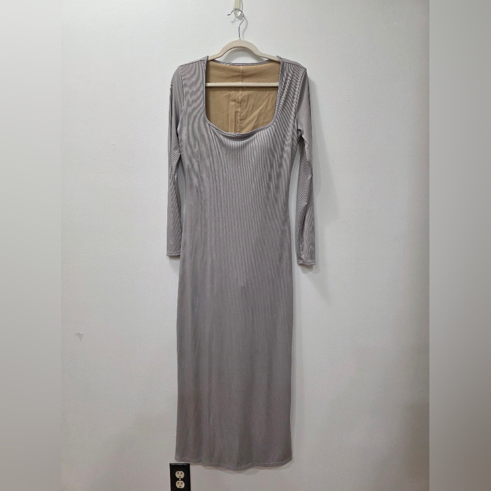 Chic Long Sleeve Gray Dress